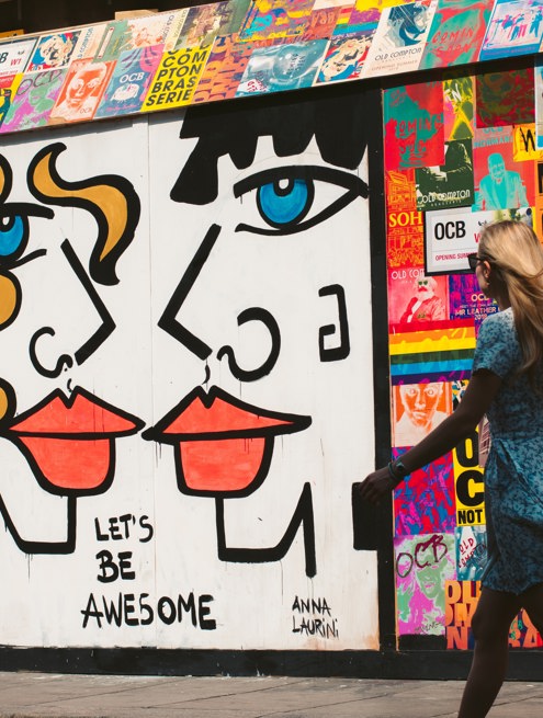 Colourful graffiti artwork on the side of a building in Shoreditch, London