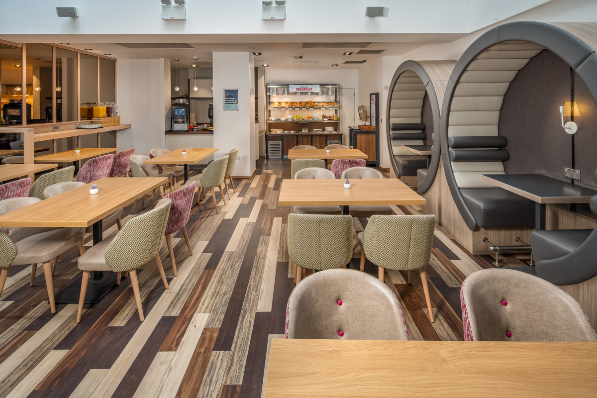 Lobby lounge seating area at Point A Hotel Glasgow